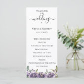 パープルボタニカルウォーターカラーフローラ結婚式 プログラム (スタンド正面)