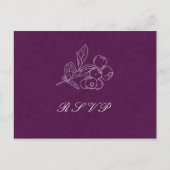 パープルボタニカルエレガントな結婚式食事選択RSVP ポストカード (正面)