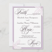 パープルボタニカルクリスチャン結婚式招待状 招待状 (正面)