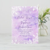 パープルボタニカルフローラブライダルシャワー招待 招待状 (スタンド正面)