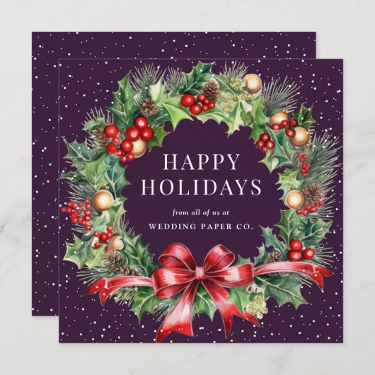 パープルボタニカルリーススノービジネス シーズンカード (正面/裏面)