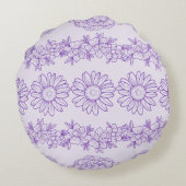 パープルボタニカル美しいラウンドピロー ラウンドクッション (裏面)