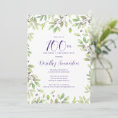 パープルボタニカル100thバースデーパーティー 招待状 (スタンド正面)