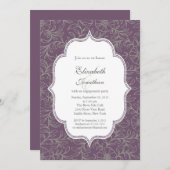 パープルボヘミアフローラ婚約パーティ 招待状 (正面/裏面)