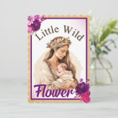 パープルボヘミアンベイビーシャワー招待状 招待状 (スタンド正面)