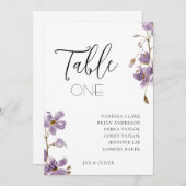 パープルボホの水の色の蘭結婚のテーブルカード 招待状 (正面/裏面)