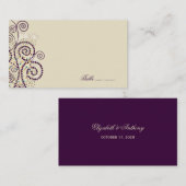 パープルボホらせん状エレガントウェディング座席表 プレイスカード (正面/裏面)