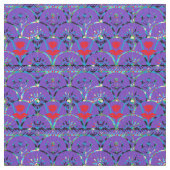 パープルボホサンライズ | 赤い花 ファブリック (クローズアップ)