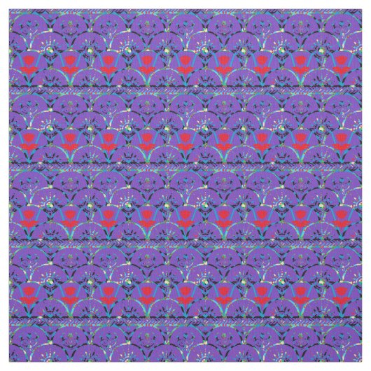 パープルボホサンライズ | 赤い花 ファブリック (見本)