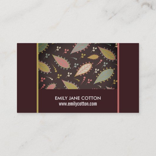 パープルボホシックなソファ、アンティークディーラー 名刺 (裏面)