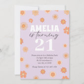 パープルボホデイジー誕生日招待状任意の年齢 招待状 (正面)