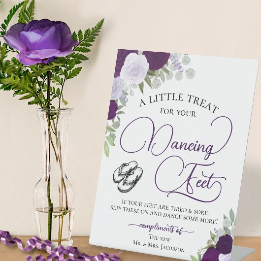 パープルボホバラ踊り足フリップフロップ結婚ズ 台座サイン