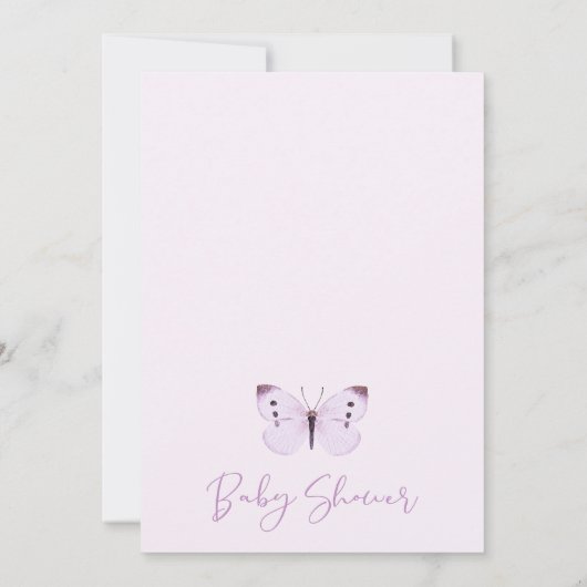 パープルボホフローラバタフライキスベビーシャワー 招待状 (裏面)