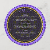 パープルボホフローラ結婚ラウンドのメニューカード メニュー (正面)