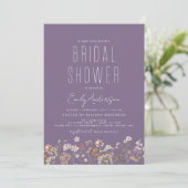 パープルボホワイルドフラワーブライダルシャワー エレガント 招待状 (スタンド正面)