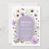 パープルボホワイルドフラワーメドウブライダルシャワー 招待状 (正面)