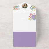 パープルボホワイルドフラワー結婚ズ オールインワン招待状 (外側)