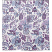 パープルボホヴィンテージフローラプリント シャワーカーテン (正面)