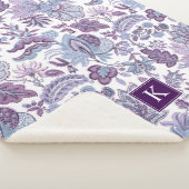 パープルボホヴィンテージフローラモノグラム シェルパブランケット (3/4)