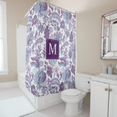 パープルボホヴィンテージフローラモノグラム シャワーカーテン (インサイチュ)