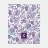 パープルボホヴィンテージフローラモノグラム フリースブランケット (正面)