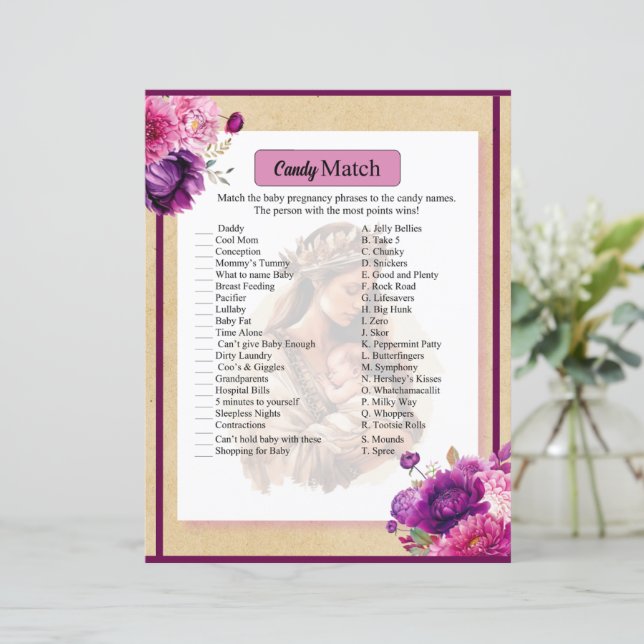 パープルボホ赤ちゃんシャワーキャンディーマッチゲーム (スタンド正面)