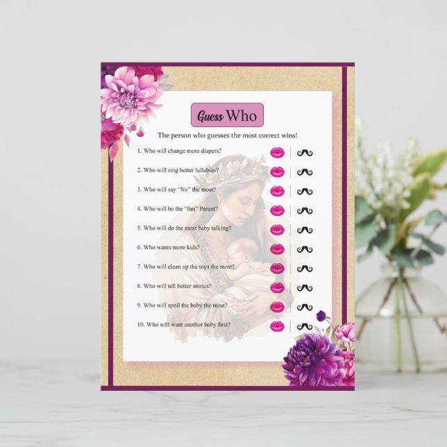 パープルボホ赤ちゃんシャワー誰がゲーム (スタンド正面)