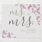 パープルボホ金ゴールド蝶グリッターブライダルシャワー スパークリングワインラベル (シングルラベル)