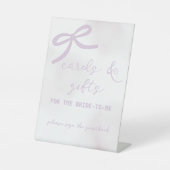 パープルボーの水彩色のウェディングシャワーカード＆ギフト 台座サイン (正面)