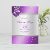 パープルボーエレガントブル&パールのクリスマス 招待状 (スタンド正面)