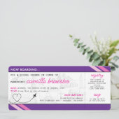 パープルボーディングパスブライダルシャワー 招待状 (スタンド正面)