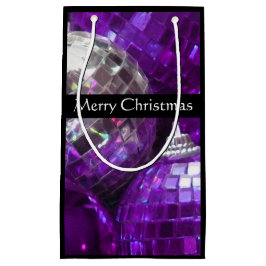 パープルボードリーメリークリスマススモールブラック スモールペーパーバッグ