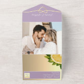 パープルボーホーレモンウェディング オールインワン招待状 (外側)