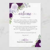 パープルボーホーローズの結婚式ウェルカム&スケジュール プログラム (正面)