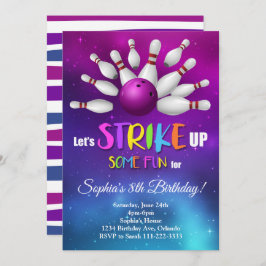 パープルボーリングストライクアップいくつかのおもしろい招待状 招待状