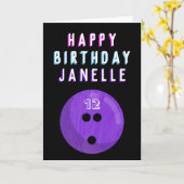 パープルボーリングボールキッズ年齢6-16誕生日 カード (黄色い花)