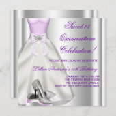 パープルボールガウン高ヒールシューズキンセアニェラ 招待状 (正面/裏面)