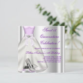 パープルボールガウン高ヒールシューズキンセアニェラ 招待状 (スタンド正面)