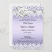 パープルボーレースクロスガールバプテスバプテスマ招待状 招待状 (正面)