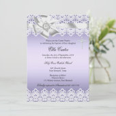 パープルボーレースクロスガールバプテスバプテスマ招待状 招待状 (スタンド正面)