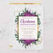 パープルポインセチアクリスマスディナーパーティー 招待状 (正面/裏面)