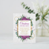 パープルポインセティアクリスマスディナーパーティー ポストカード (スタンド正面)