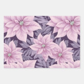 パープルポインセティアホリデーラッピング紙 ラッピングペーパーシート (正面2)