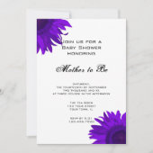 パープルポップ・アートのアートサンフラワーベビーシャワー 招待状 (正面)