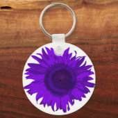 パープルポップ・アートのアートサンフラワー キーホルダー (正面)