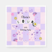 パープルポップ・アートのミュージックトゥイーン10代の誕生日招待状 スタンダードランチョンナプキン (正面)