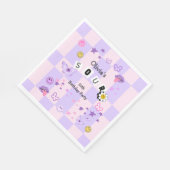 パープルポップ・アートのミュージックトゥイーン10代の誕生日招待状 スタンダードランチョンナプキン (角)