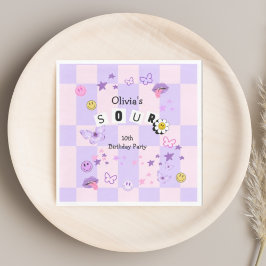 パープルポップ・アートのミュージックトゥイーン10代の誕生日招待状 スタンダードランチョンナプキン