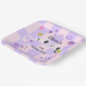 パープルポップ・アートのミュージックトゥイーン10代の誕生日招待状 ペーパープレート (傾斜あり)