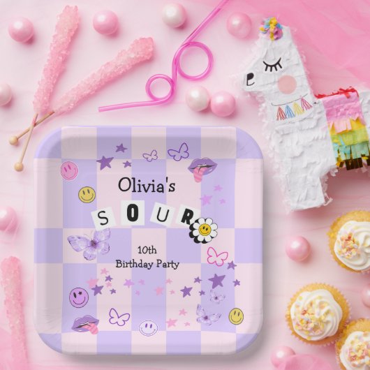 パープルポップ・アートのミュージックトゥイーン10代の誕生日招待状 ペーパープレート (パーティー)